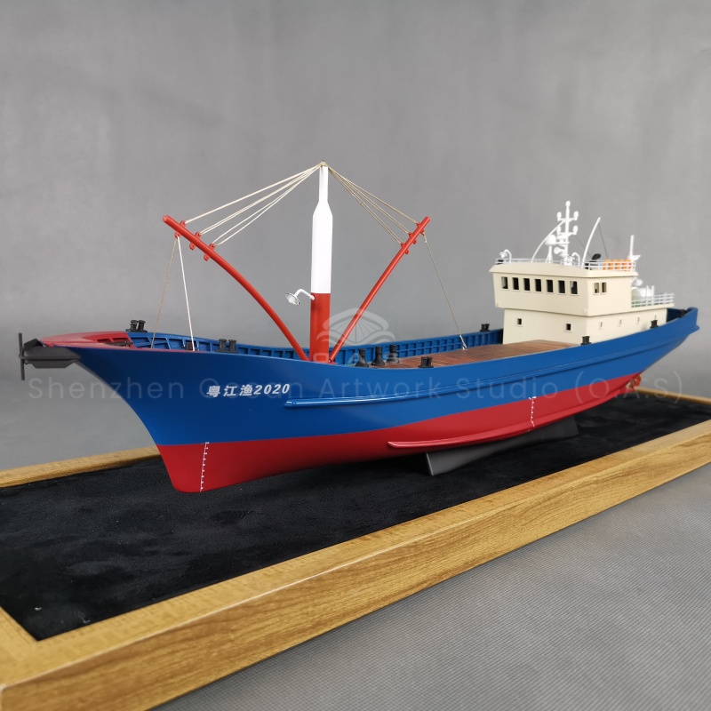 【NAC】Handmade Miniature Fishing Vessel Cargo Ship Logistics Model O.A.S Ocean Artwork Customizable 65cm Plastic Fishing Boat Model