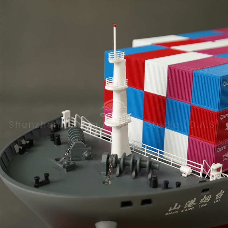 O.A.S produced this 100cm shipping container ship model, carefully customized by professional shipyards, is an extraordinary style of company decoration. It restores the shape of the ship in precise proportion, the ship is stiff, the containers are arranged in order, and the details show the exquisite craftsmanship. Can be integrated into the enterprise exclusive elements, customized unique logo. Placed in the company, highlighting the strength of the enterprise and the spirit of endeavour.Amber@vesselmodel.com Tel: +86 18038048785