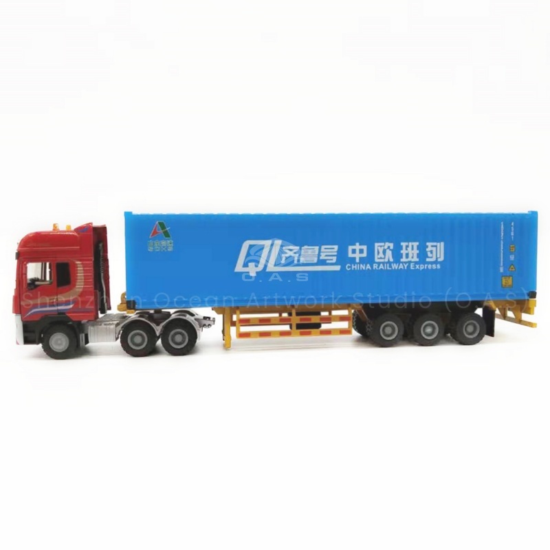 O.A.S model factory, focusing on model customization for 17 years. Its 1:50 alloy container truck model, carefully selected high-quality alloy, excellent texture, from the front to the container, carefully restore the real appearance of the set card. Can customize exclusive logo for shipping enterprises, integrate brand characteristics. As a shipping gift, it is suitable for business contacts and exhibition promotion, highlighting style and worry-free quality. Amber@vesselmodel.com Tel: +86 18038048785