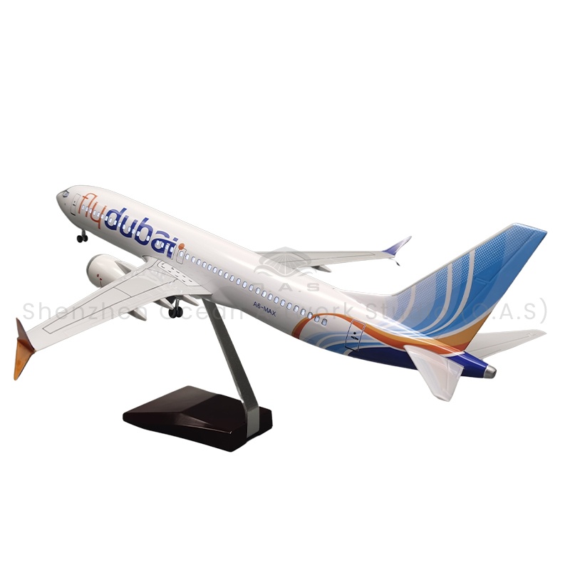 【LA】Aircraft Plane Model for Gift 1:85  Scale Model Aircrafts B737MAX Dubai Airlines 47cm Boeing Model Airplanes