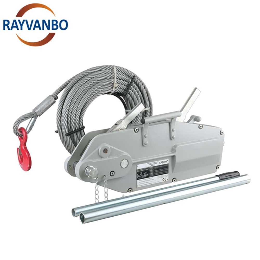 High Quality 0.8 Ton to 5.4 Ton Aluminium Alloy Cable Pulling Winch Hand Manual Wire Rope Hoist