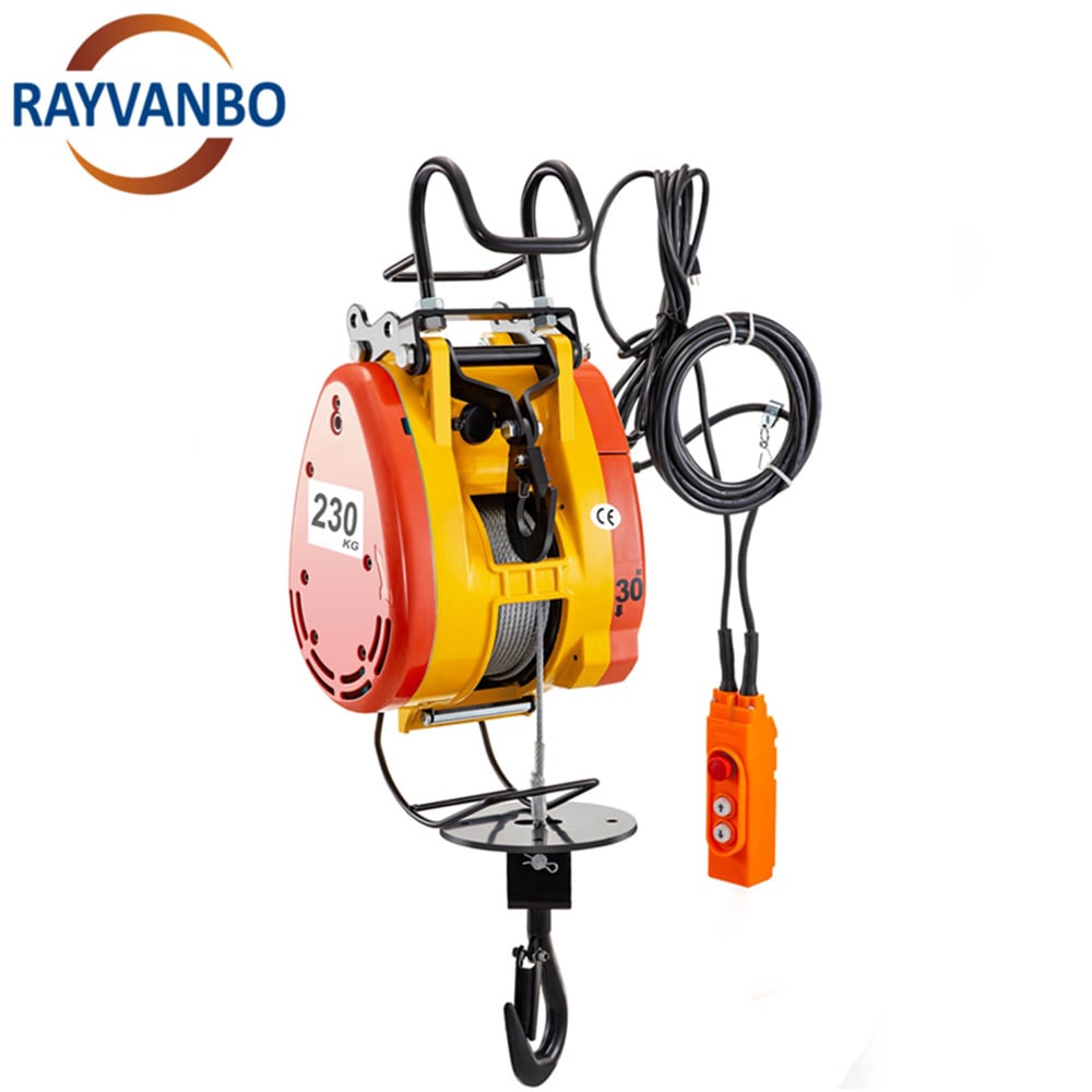 220V Portable Wire Rope Hoist Small Winch 160kg 200kg 500kg Load Capacity Mini Electric Hoist