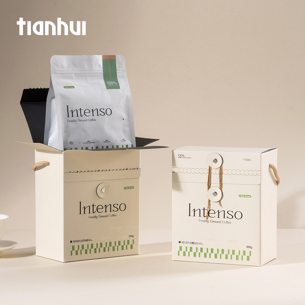 Tianhui Eco-Friendly Foldable Paper Box with Foil Pouch for Coffee Beans Gift Packaging Custom
