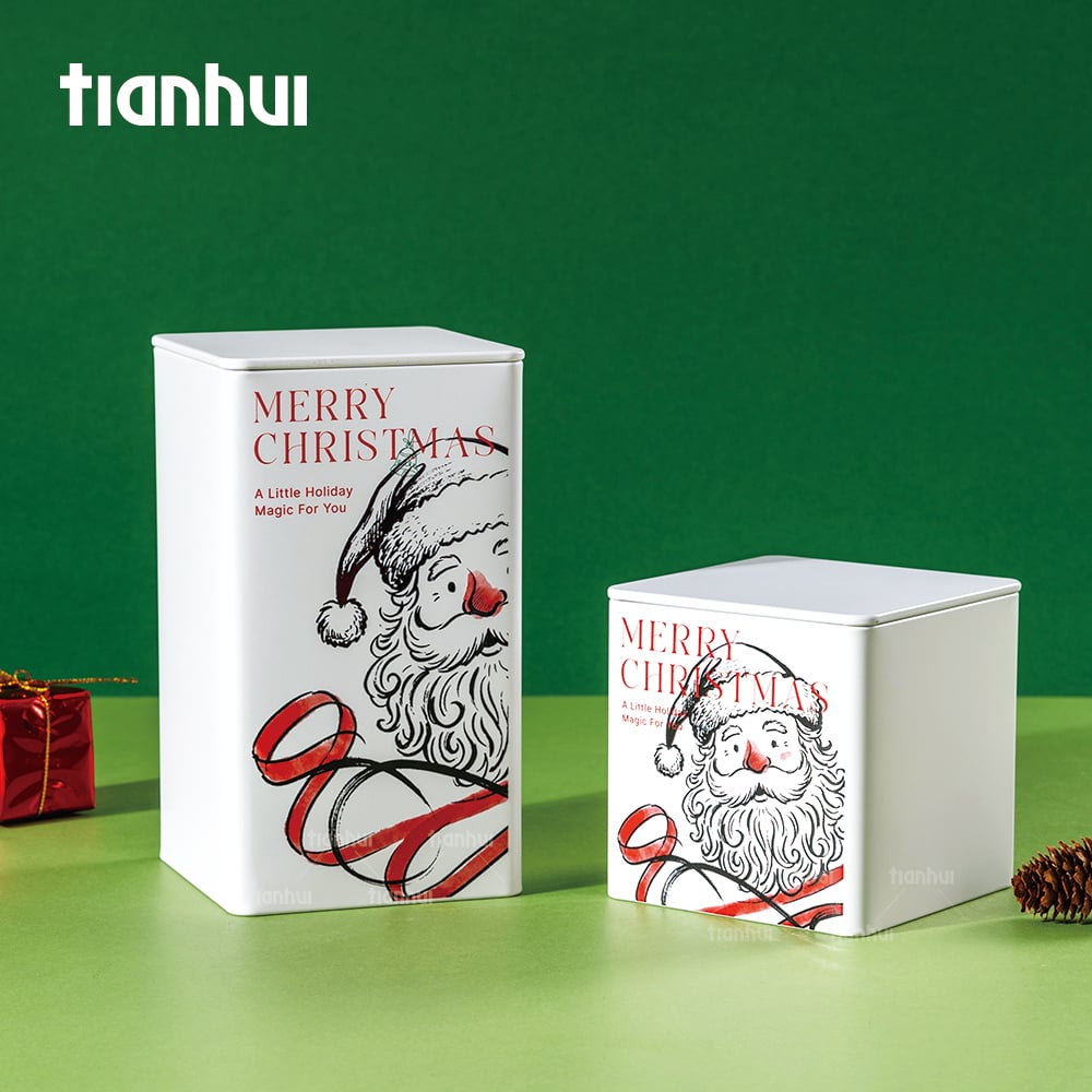 Tianhui Wholesale Square Wadah Timah untuk Hadiah Natal, Kotak Kemasan Logam Mewah dengan Logo Khusus