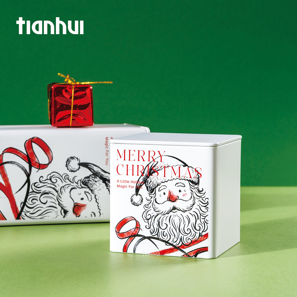 Tianhui Wholesale Square Wadah Timah untuk Hadiah Natal, Kotak Kemasan Logam Mewah dengan Logo Khusus