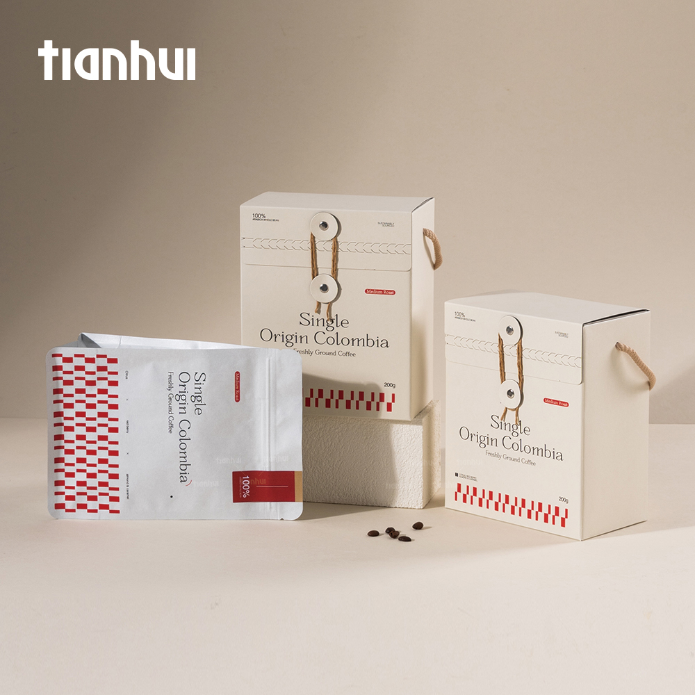 Tianhui Eco-Friendly Foldable Paper Box with Foil Pouch for Coffee Beans Gift Packaging Custom