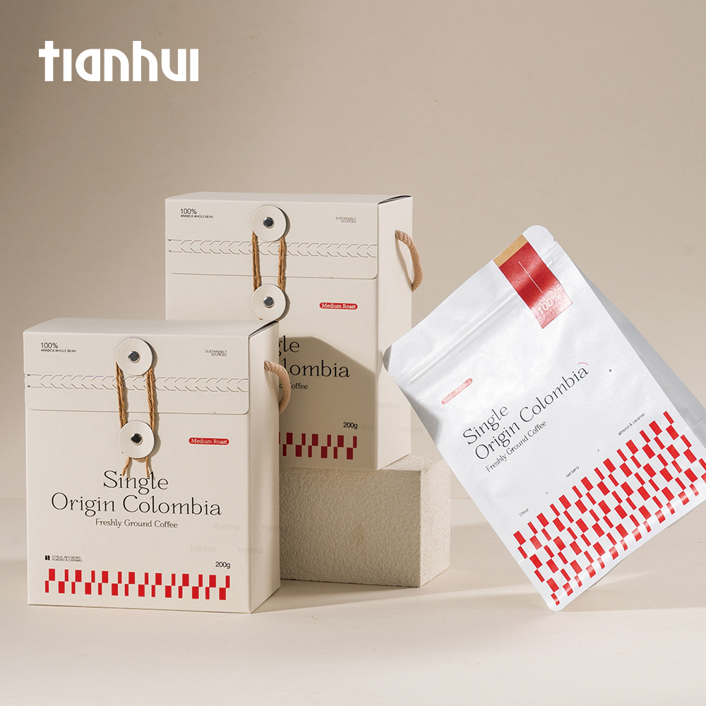 Tianhui Eco-Friendly Foldable Paper Box with Foil Pouch for Coffee Beans Gift Packaging Custom