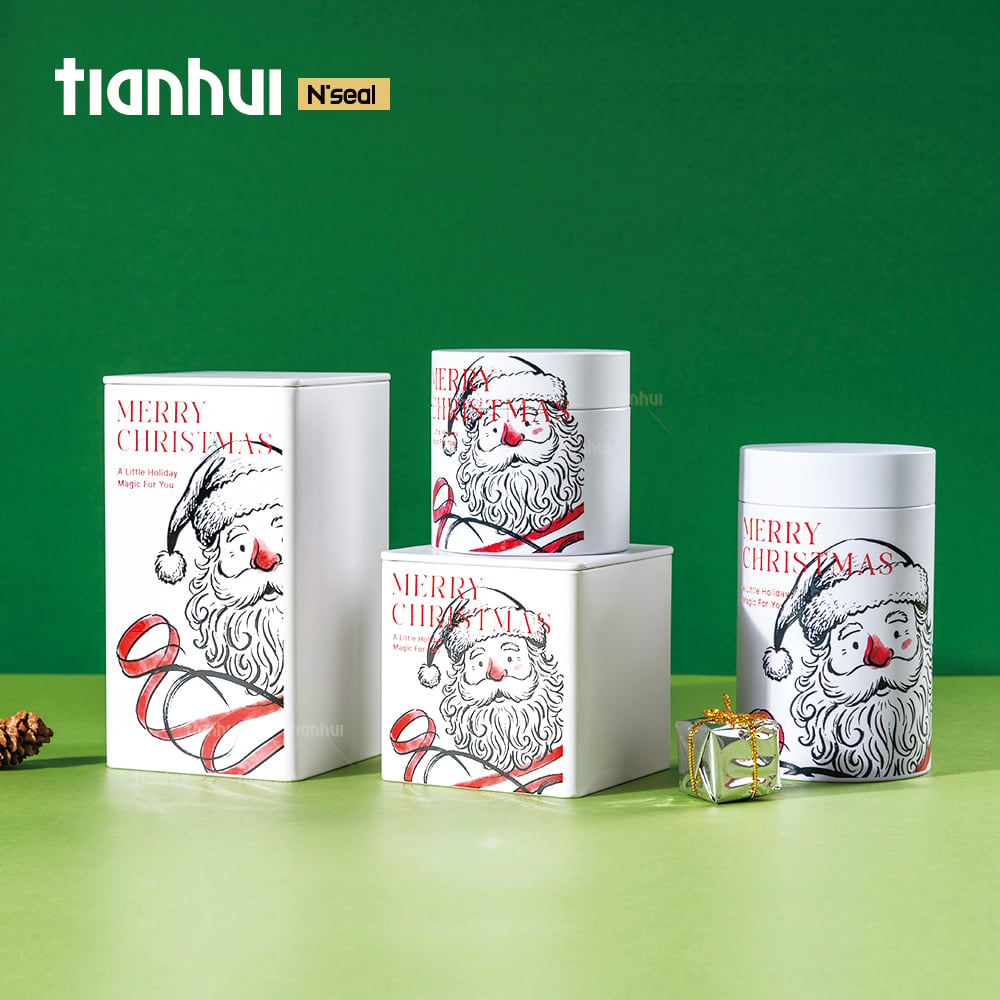 Tianhui Wholesale Square Wadah Timah untuk Hadiah Natal, Kotak Kemasan Logam Mewah dengan Logo Khusus