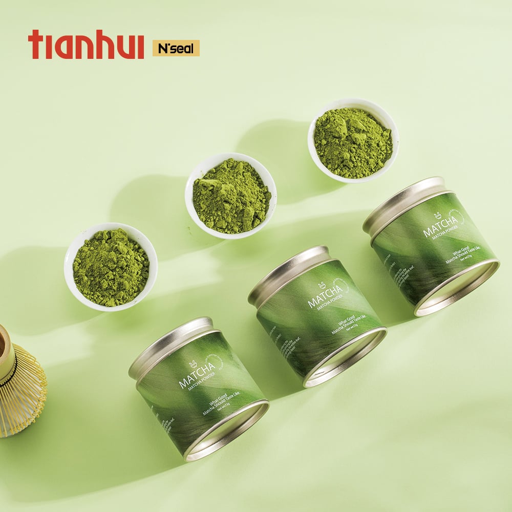 Tianhui Matcha Cans Custom Airtight Cans With Double Lid Small Round Cans for Matcha Powder