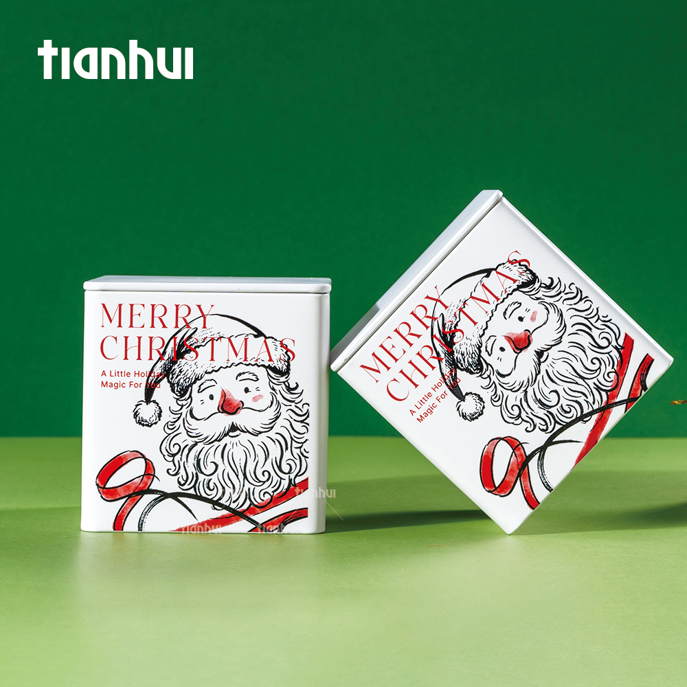 Tianhui Wholesale Square Wadah Timah untuk Hadiah Natal, Kotak Kemasan Logam Mewah dengan Logo Khusus