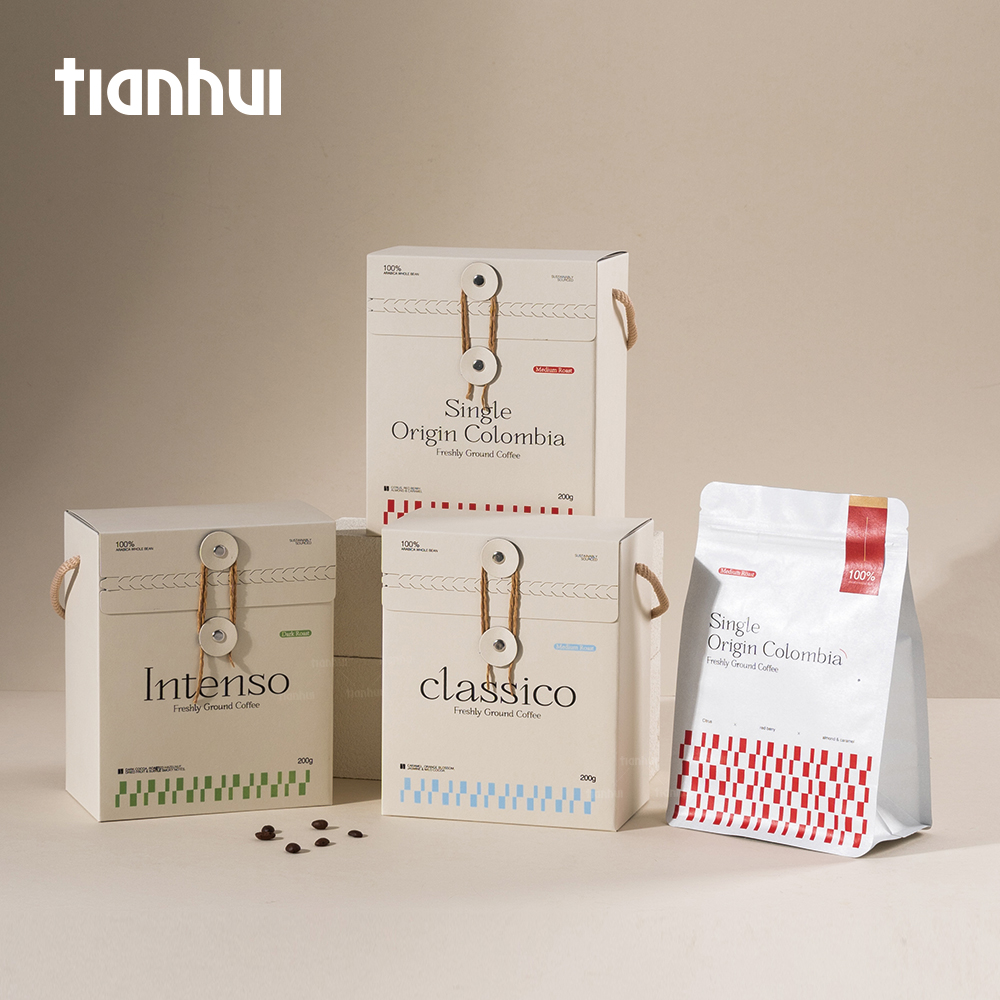 Tianhui Eco-Friendly Foldable Paper Box with Foil Pouch for Coffee Beans Gift Packaging Custom