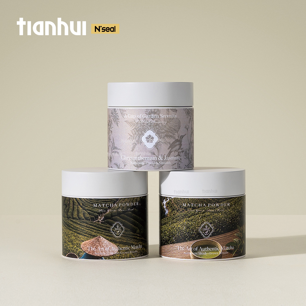 Tianhui Food Grade Metal Tins with Airtight Seal Screw Lid for Matcha Tea Powder Packaging