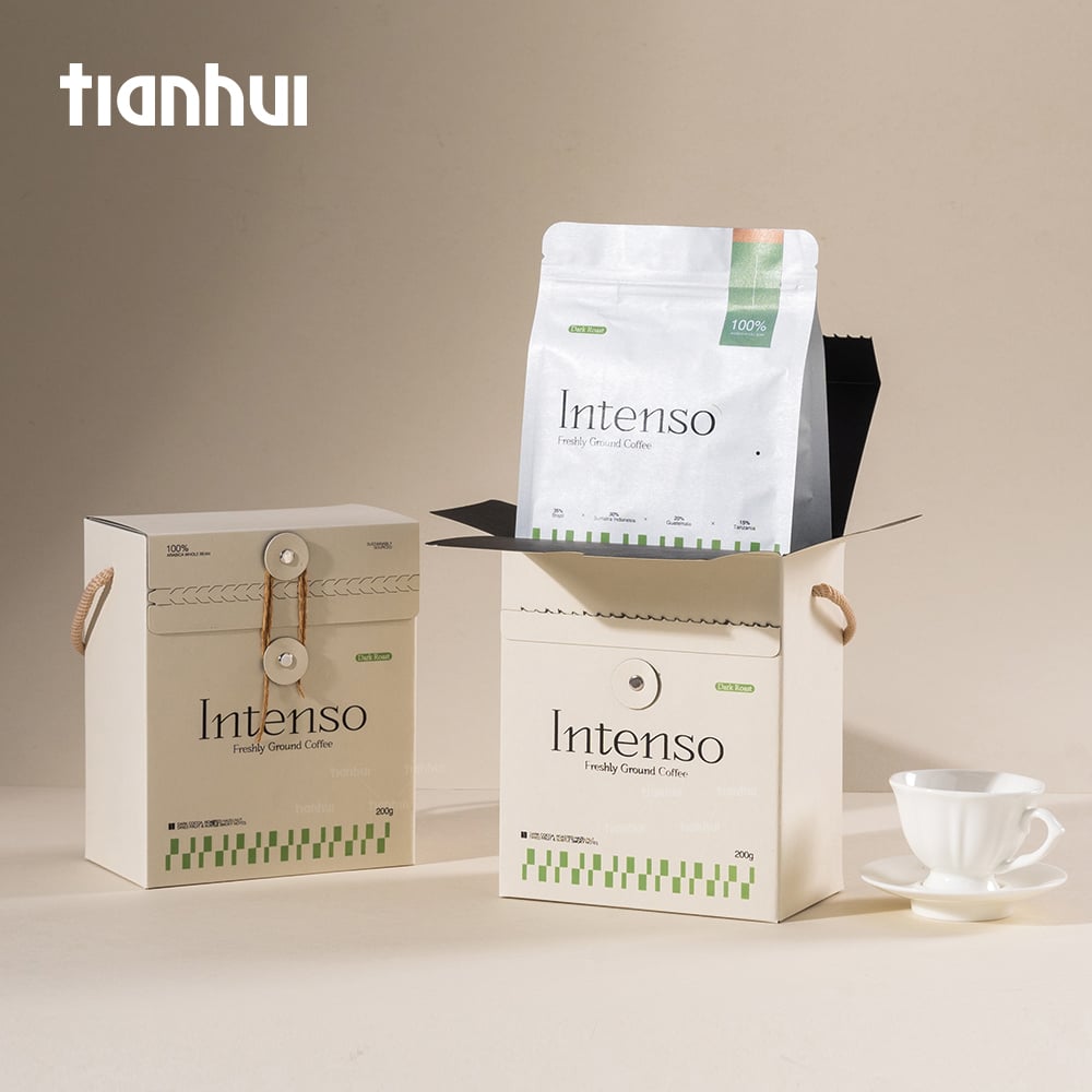 Tianhui Eco-Friendly Foldable Paper Box with Foil Pouch for Coffee Beans Gift Packaging Custom