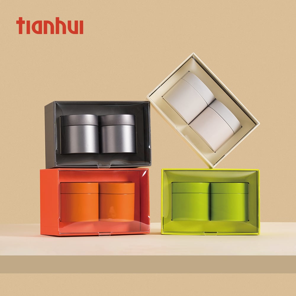 Tianhui Custom Packaging Box With Small Airtight Tin Cans Clear Window Boxes for Tea Gift