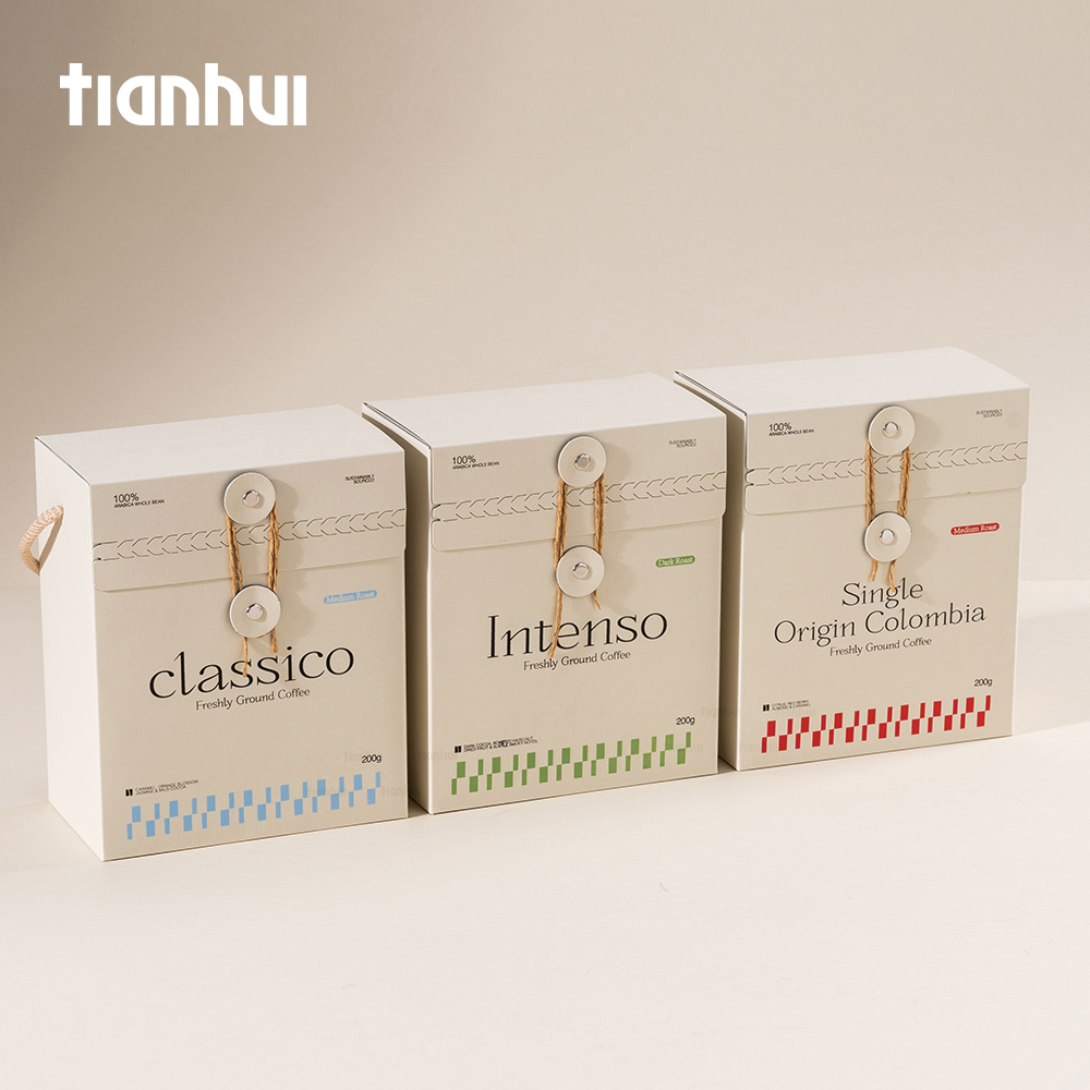 Tianhui Eco-Friendly Foldable Paper Box with Foil Pouch for Coffee Beans Gift Packaging Custom