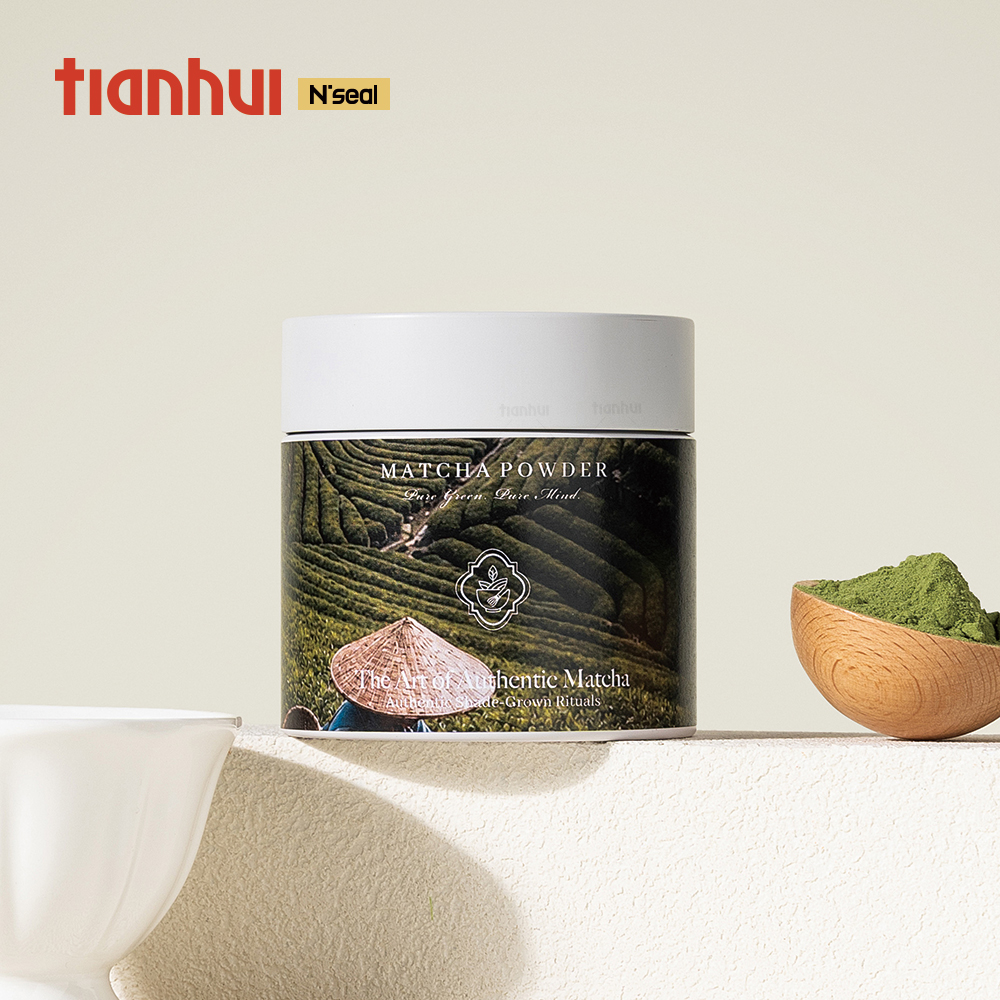 Tianhui Food Grade Metal Tins with Airtight Seal Screw Lid for Matcha Tea Powder Packaging