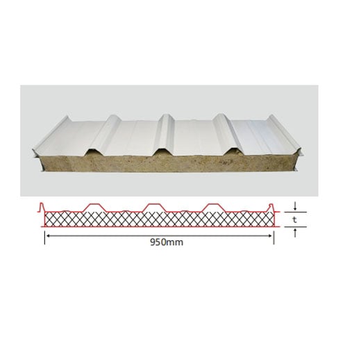 GQ Corrugated Sandwich Panels Roof Sheet Fireproof Insulated Rock Wool Sandwich Panels
