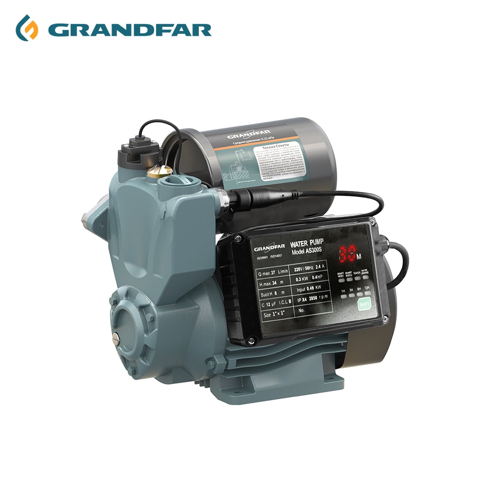 Grandfar 0.6kw Electric Self-Priming Water Pump Intelligent Domestic Use Pump for Clean Water OEM Product