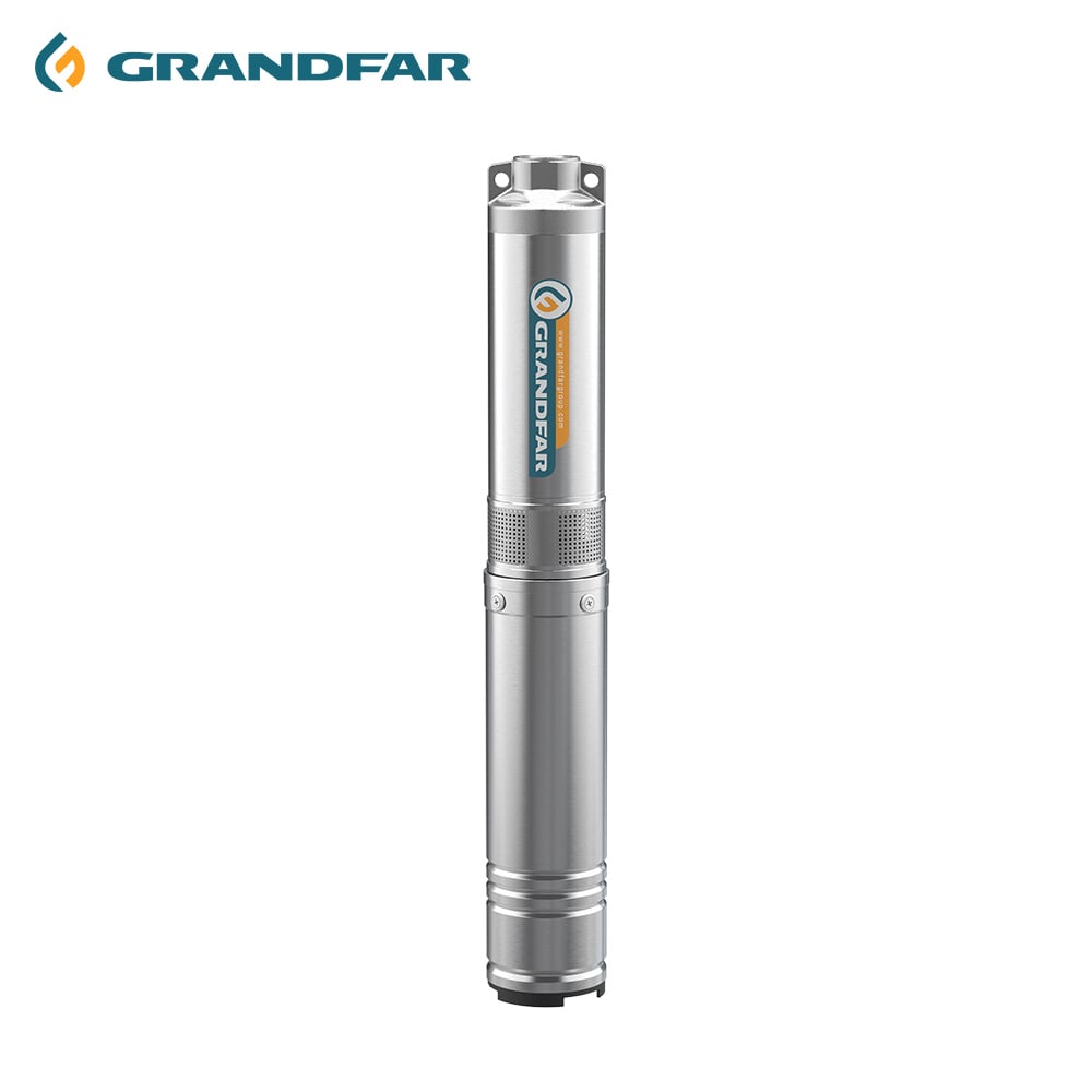 GRANDFAR 1100w 4 Inch 1.5HP 92M Head Stainless Steel Underwater Bore Copper Wire Motor Deep Well Submersible Pump
