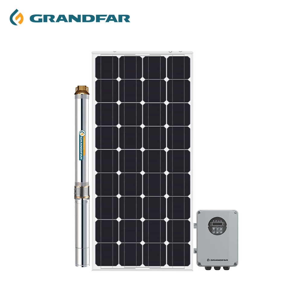 Grandfar  750W 1HP DC72V 4SSD High Pressure Solar Submersible Borehole Pump Multistage Solar Deep Well Water Pump
