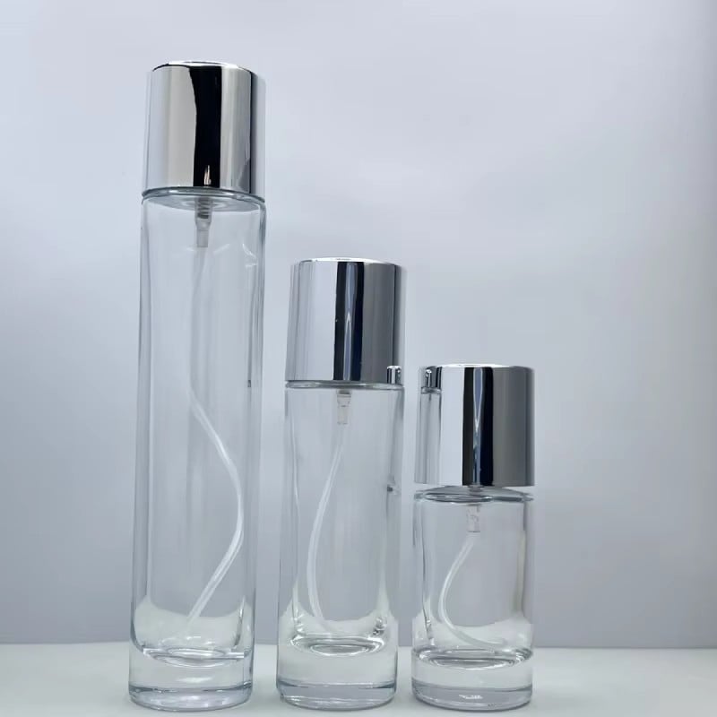 Luksusowa szklana butelka perfum 30 ml/50 ml/100 ml butelka do sprayu na olejek rozpylacz pusta cylindryczna z eleganckim opakowaniem kartonowym