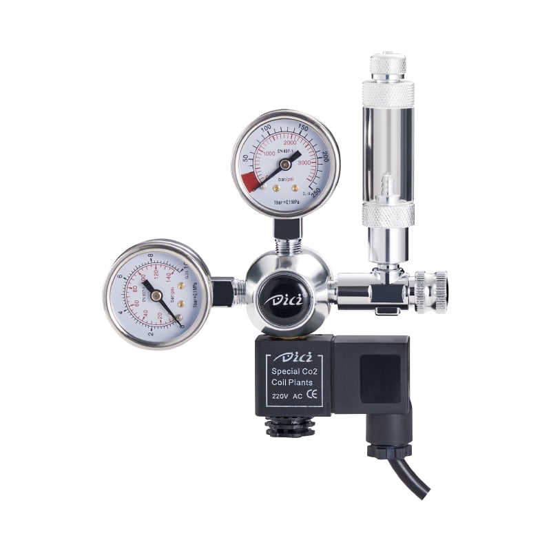 DICI 473 Series: Professional Dual-Gauge Plant Aquarium CO2 Regulator with Integrated Silent Solenoid