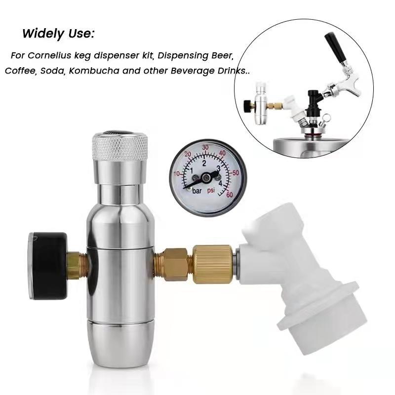 Mini Keg Regulator Adapter Quick Disconnect CO2 Dispenser for Home Brewing Ball Lock & Beer Keg Charger Pressure Regulators