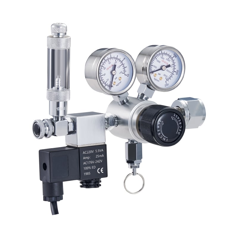 Plant Aquarium CO2 Regulator Dual Gauge with Solenoid and Bubble counter