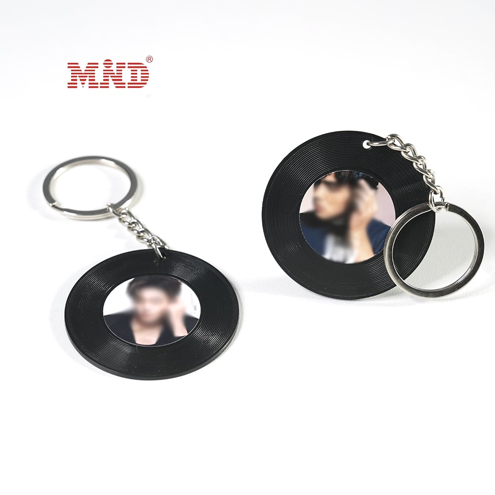 MDN009 13.56Mhz NFC Black Vinyl Record Music Keychain Mini Album CD Tag