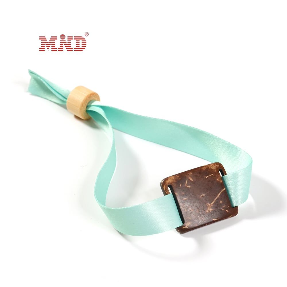 MW2A14 13.56MHz RFID Coconut Shell Tag Frabic Wristband Custom Event Bracelets