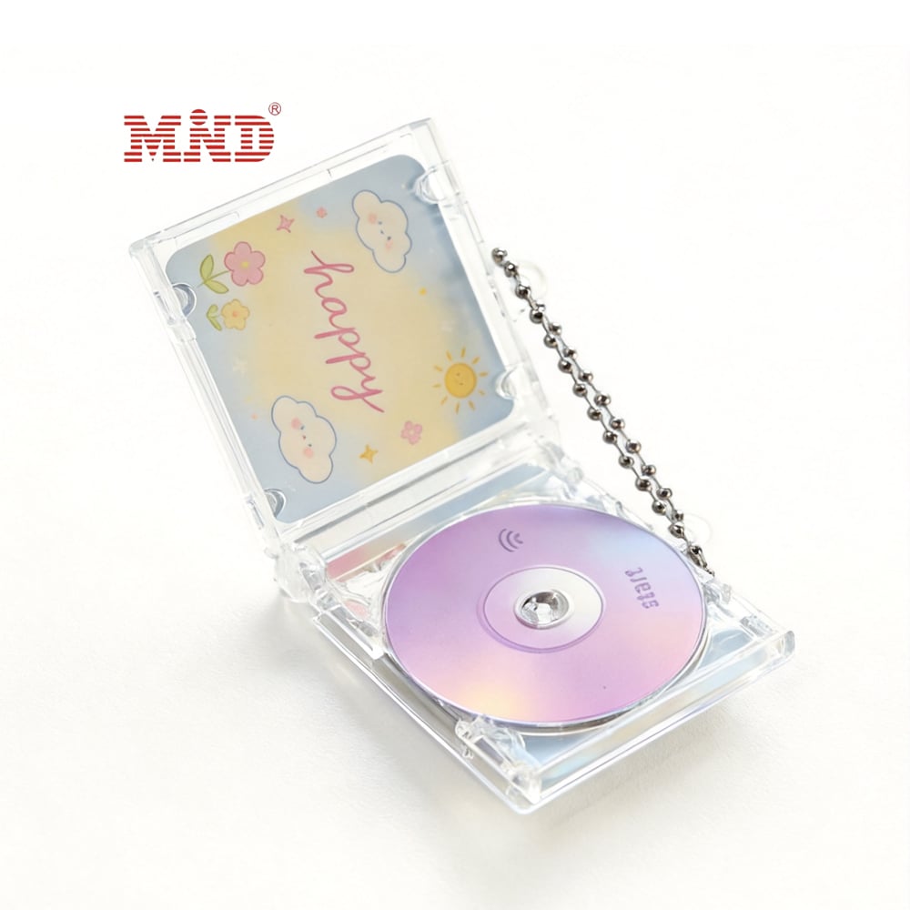 MDN008 Custom Design Acrylic NFC CD Keychain Mini Music Box Keyring Tag