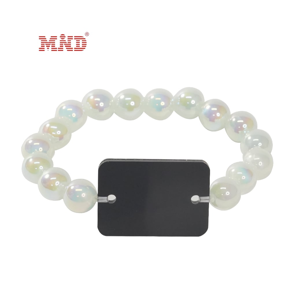 MW9A01-10 13.56MHz RFID Elastic Wristband with Acrylic Tag Beaded Bracelets