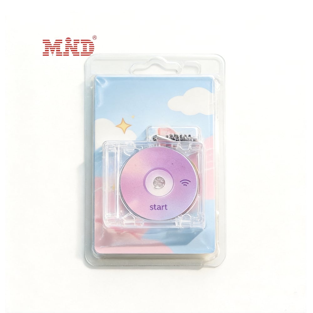 MDN008 Custom Design Acrylic NFC CD Keychain Mini Music Box Keyring Tag