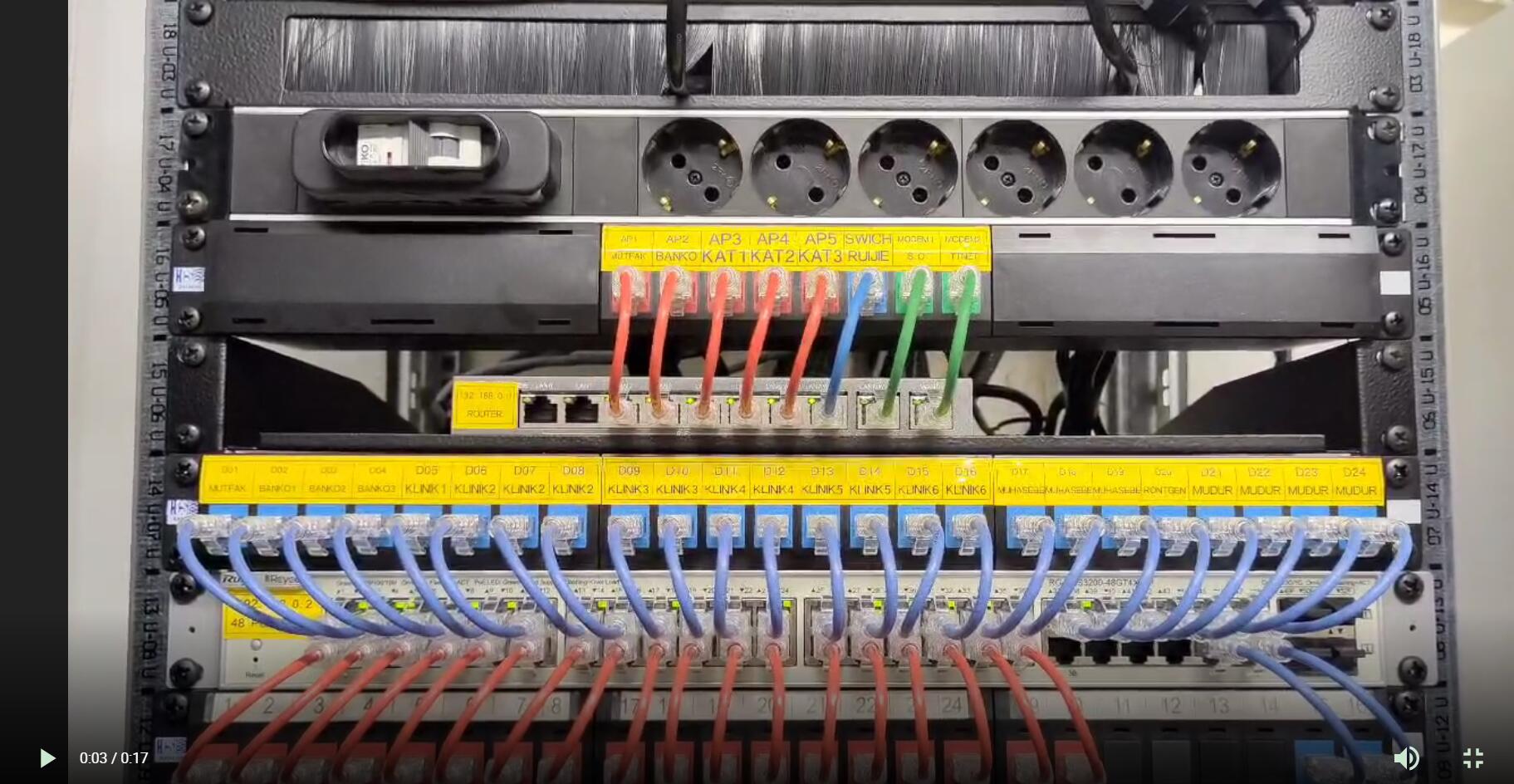 Our Patch cable is in Türkiye data room,Customer shooting video display