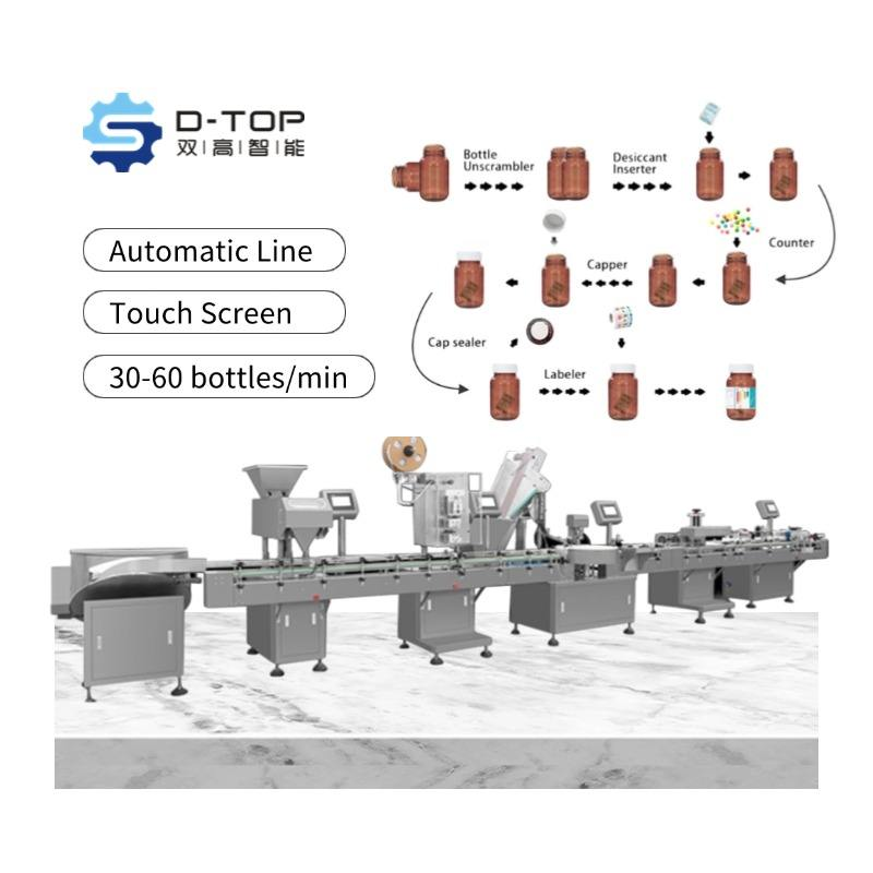 Tablets Pills Gummy Bottle Counting Capping Machine Line 