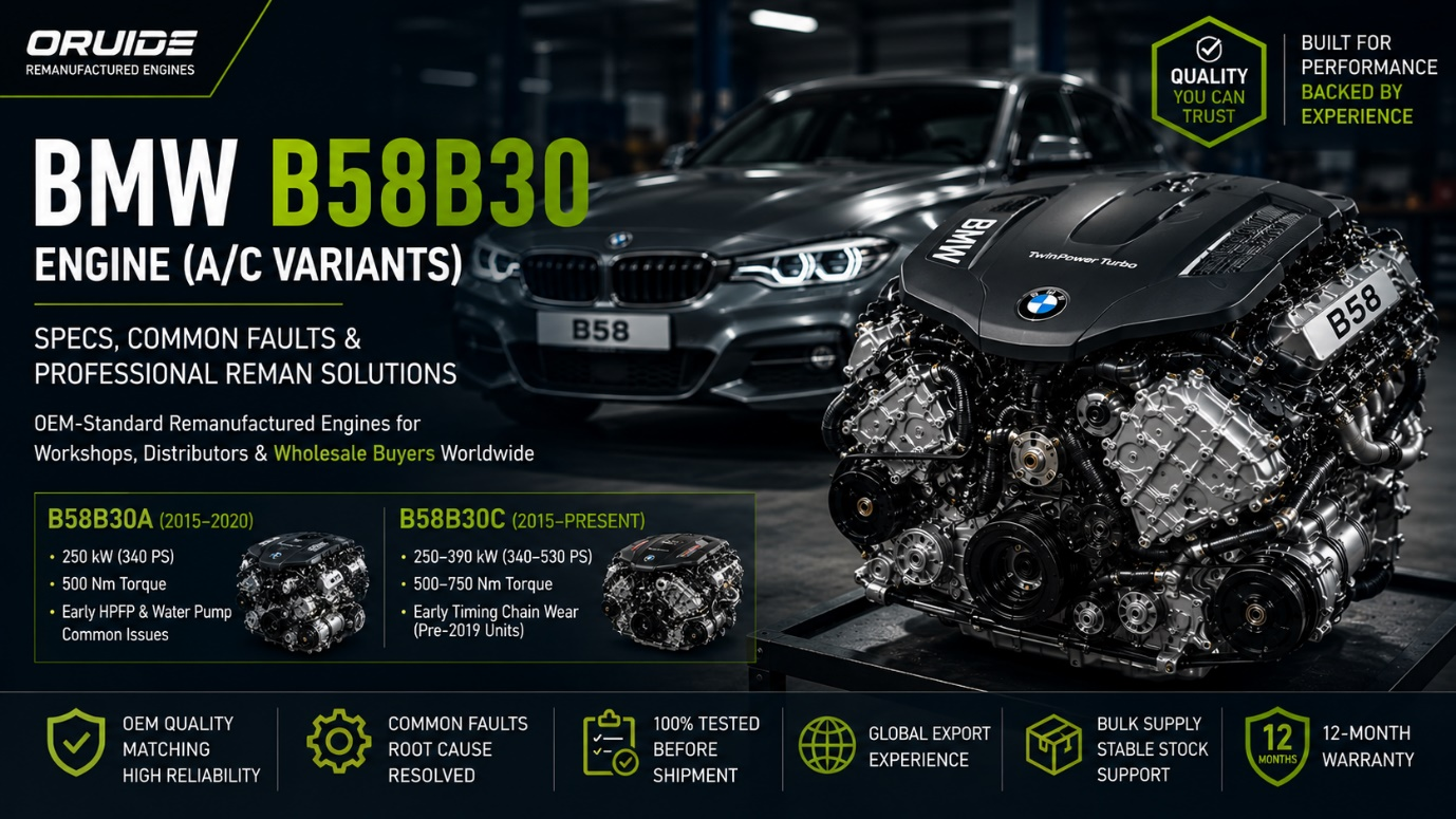 BMW B58B30 Engine (B58B30A/B58B30C): Specs, Common Faults & Reman Solutions