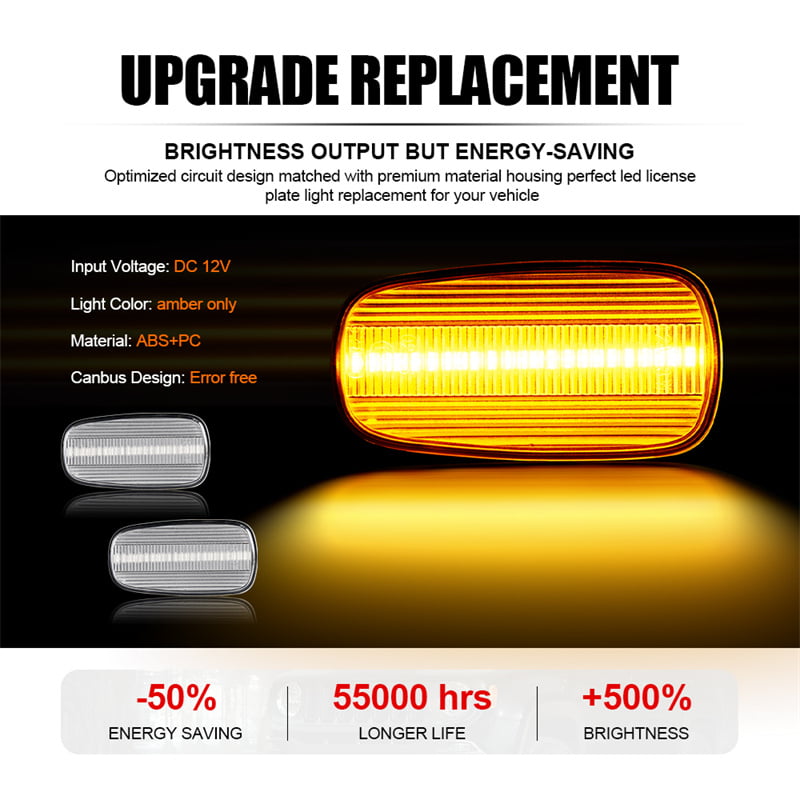 Clear/Smoked Lens Indicator Lamp LED Turn Signal Light Side Marker for Toyota
