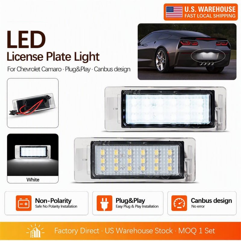 US Stock 2PCS for Chevrolet Corvette 2014 Camaro 2011-2013 License Plate Light
