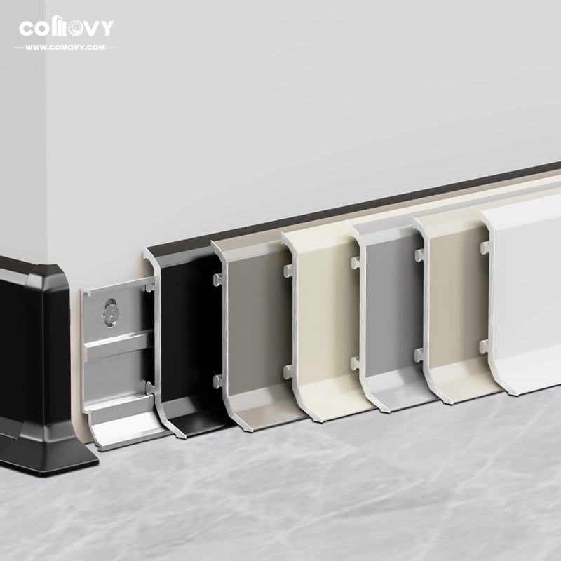 40/60/80*17mm Diamond Inclined plane Metal skirting board（Buckle-Mounted）