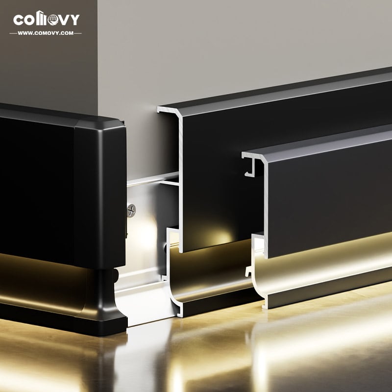 60/80*11mm Bottom LED Aluminum Skirting Board (Buckle-mounted)
