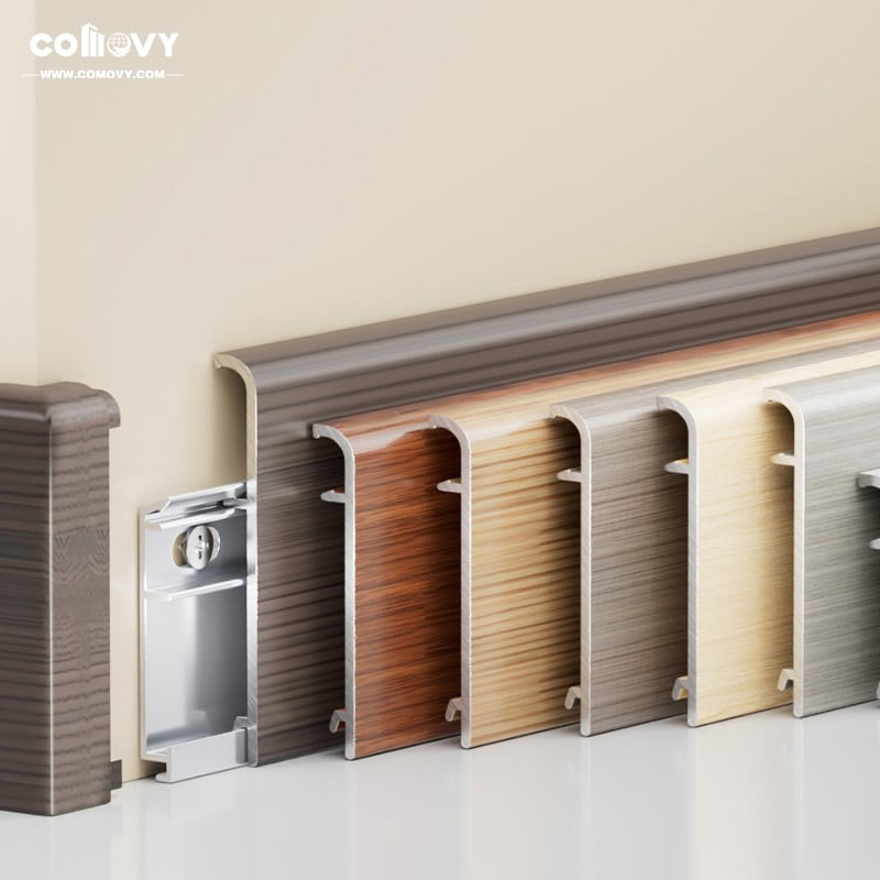 40/60/80*8.2mm Arc shape Metal skirting board（Buckle-mounted）