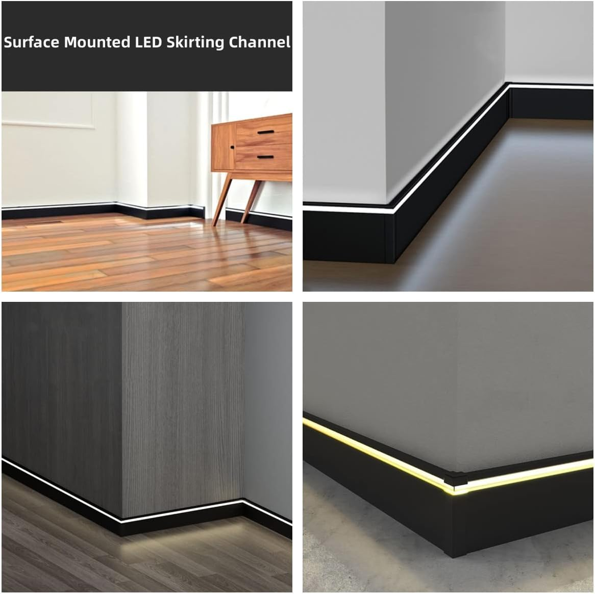 50*6mm Side LED Metal Skirting Board（Buckle）