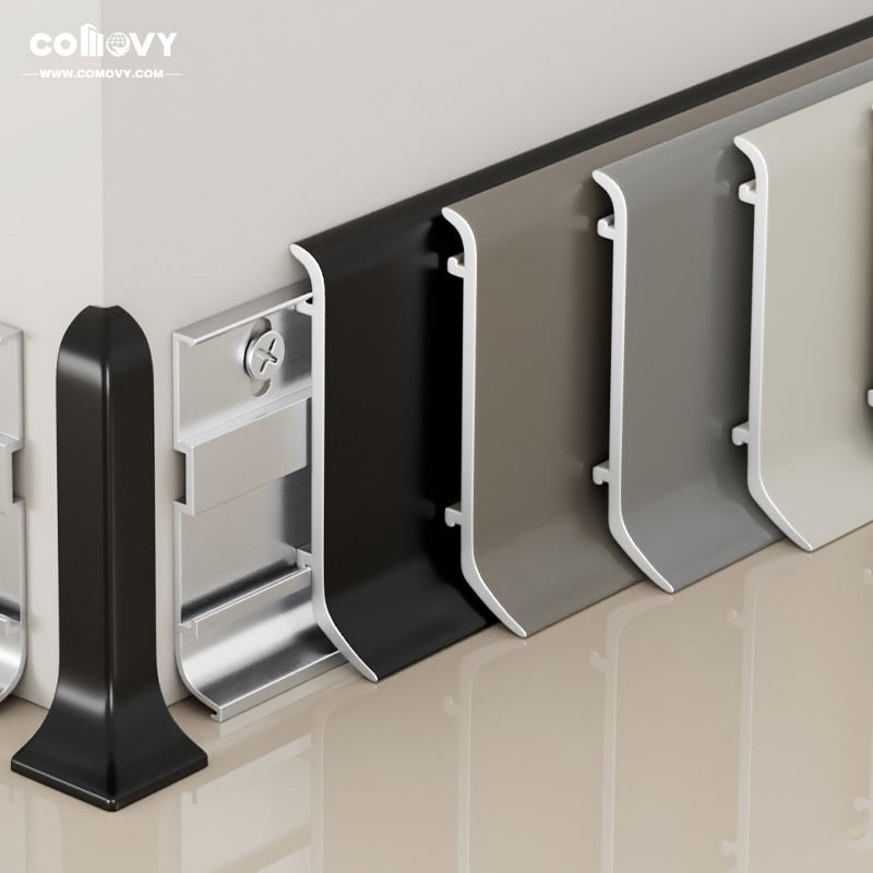 46/60/80*15mm Simplicity curved style Metal skirting board（Buckle-Mounted）