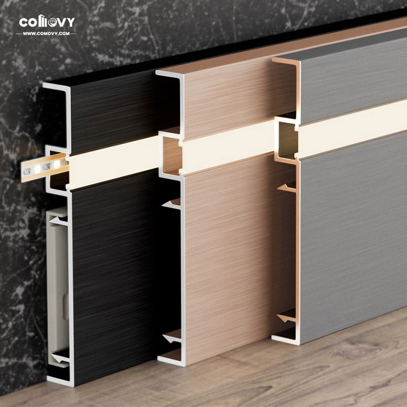 80/100/120*10MM Side LED Aluminum Skirting Board（Buckle-Mounted）