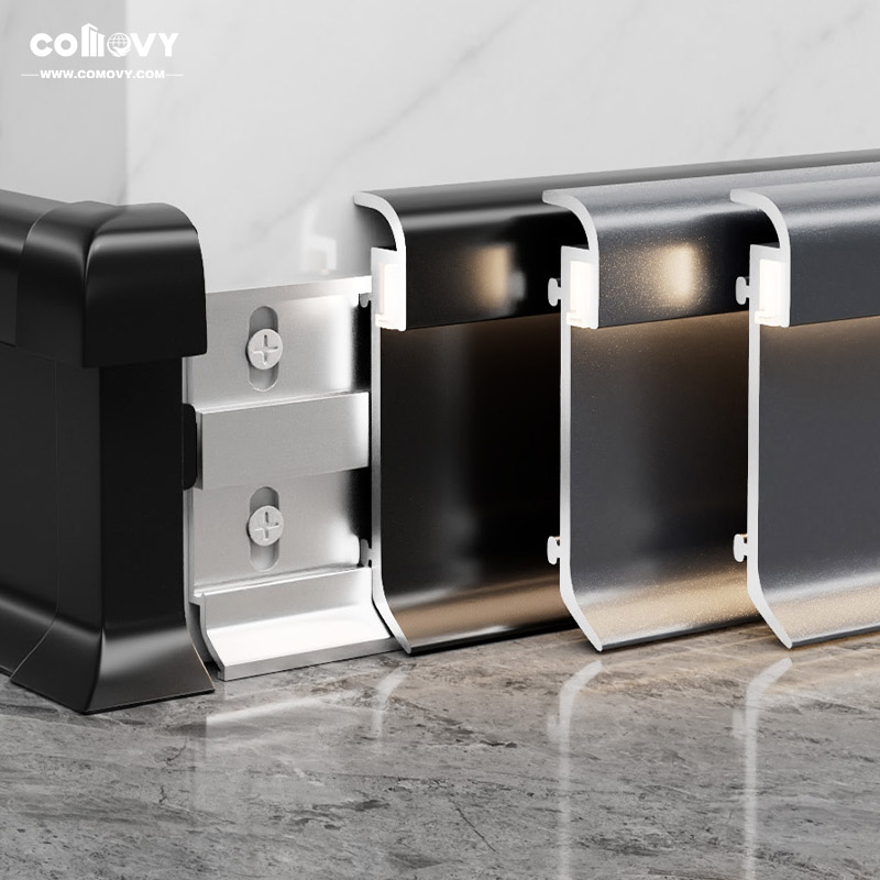 60/80*10mm Bottom LED Aluminum Skirting Board (Buckle-mounted)