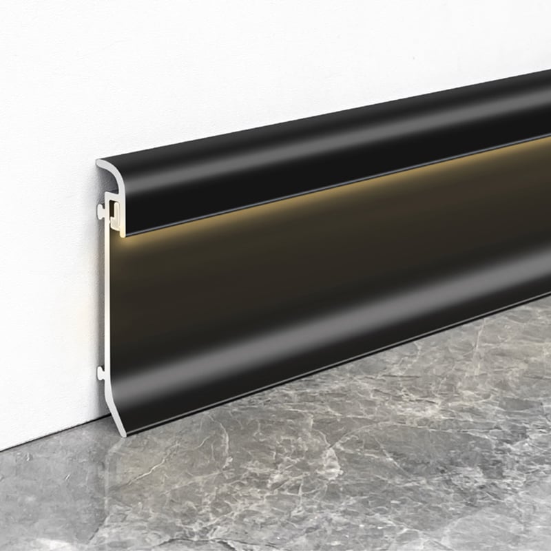 60/80*10mm Bottom LED Aluminum Skirting Board (Buckle-mounted)