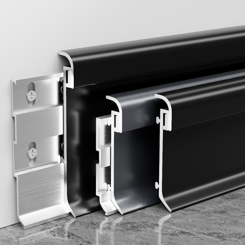 60/80*10mm Bottom LED Aluminum Skirting Board (Buckle-mounted)