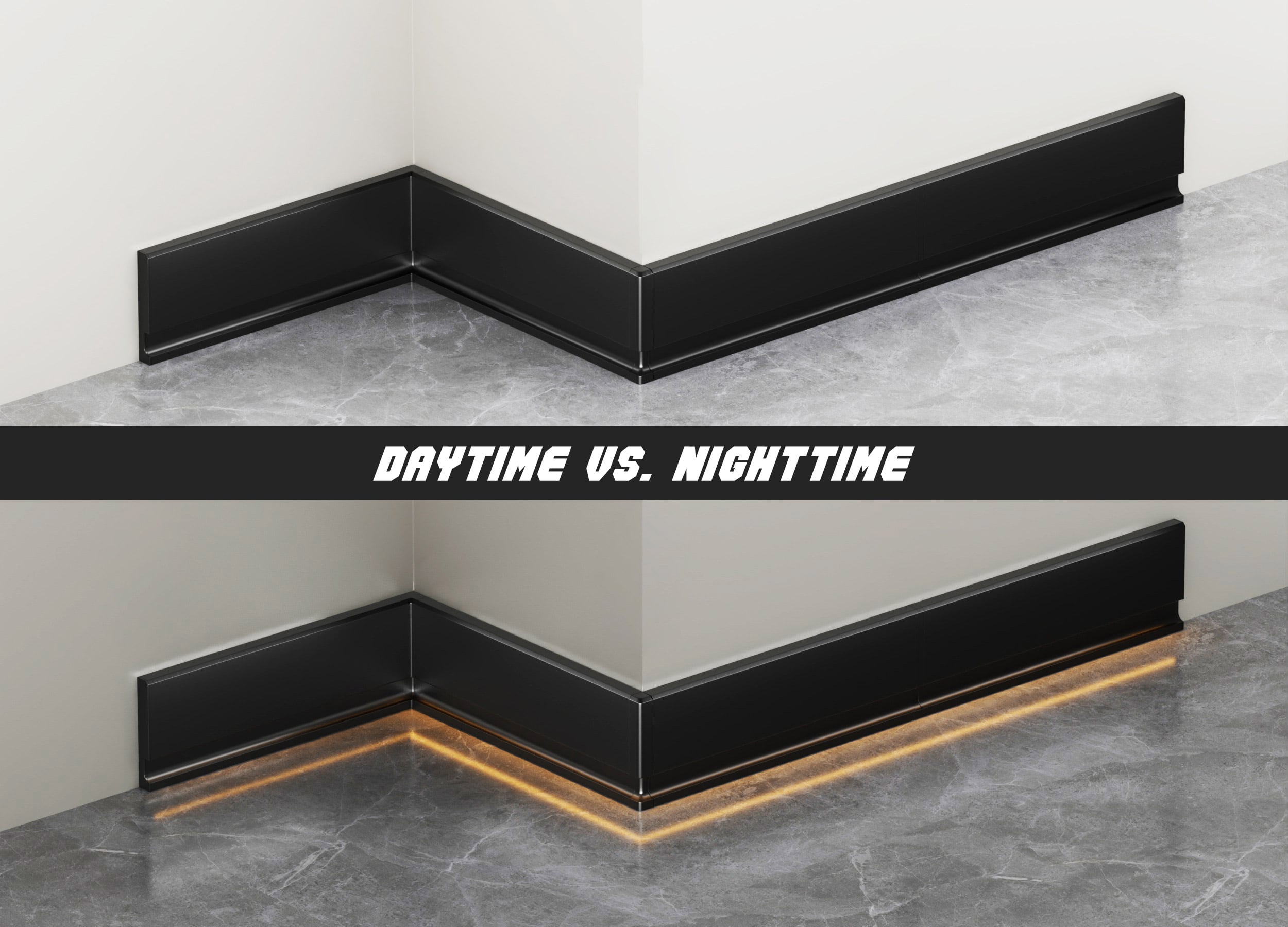 60/80*11mm Bottom LED Aluminum Skirting Board (Buckle-mounted)