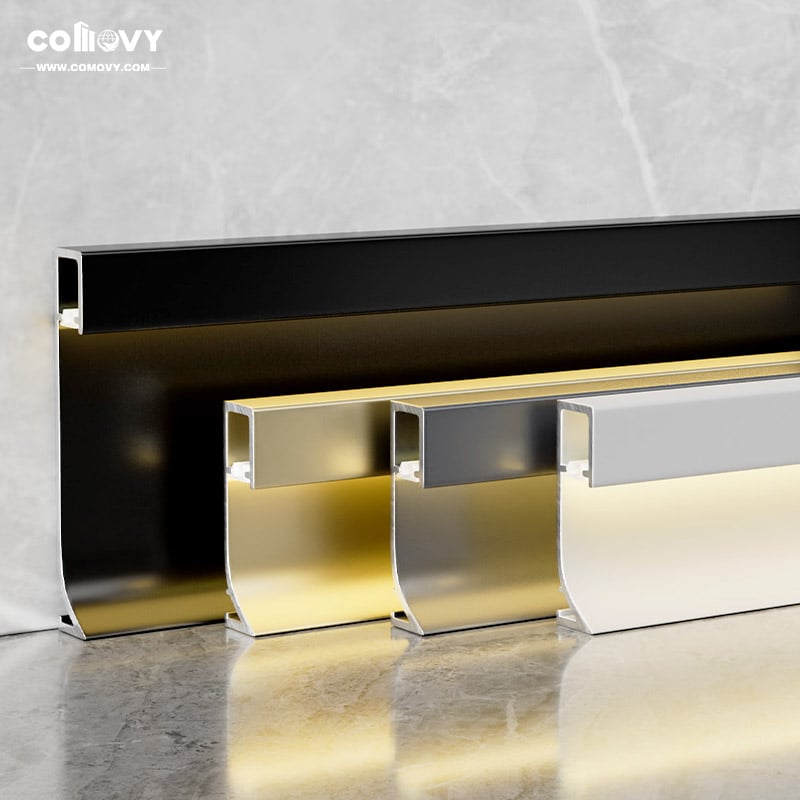 50/80*12.6MM Side LED Aluminum Skirting Board（Adhesive）
