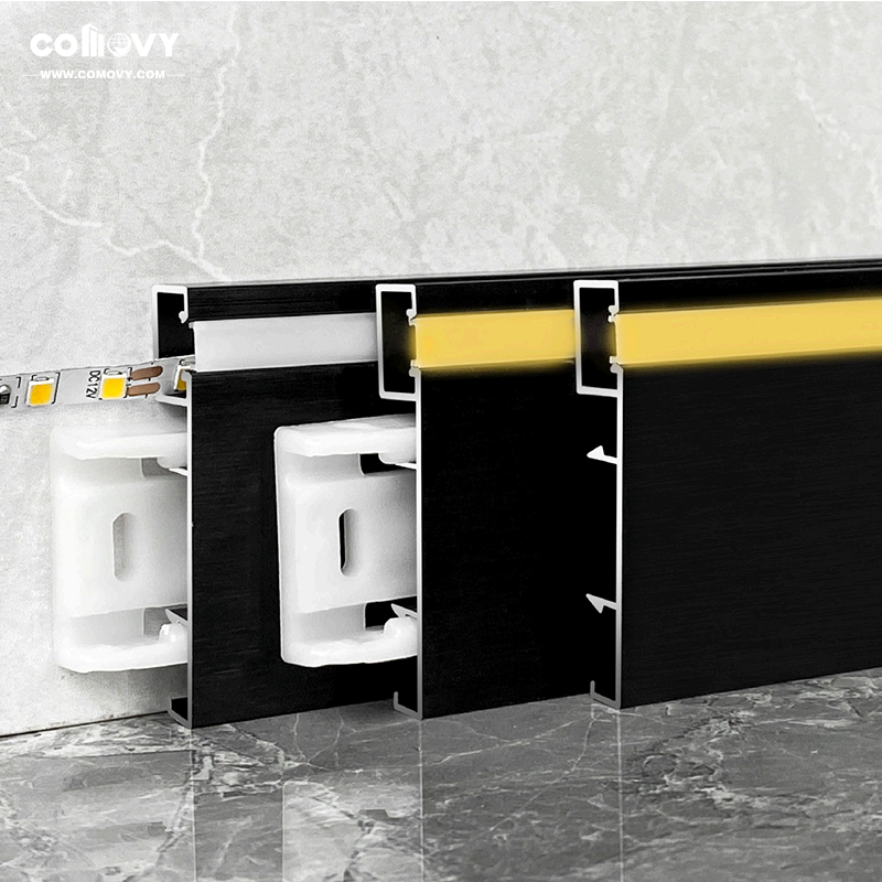 50*6mm Side LED Metal Skirting Board（Buckle）